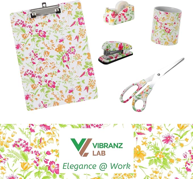 VIBRANZ-LAB Modern Multicolor Floral Craft Scissors, 8" Heavy Duty, Sharp Blades, Comfort-Grip, Ambidextrous, 1 Count