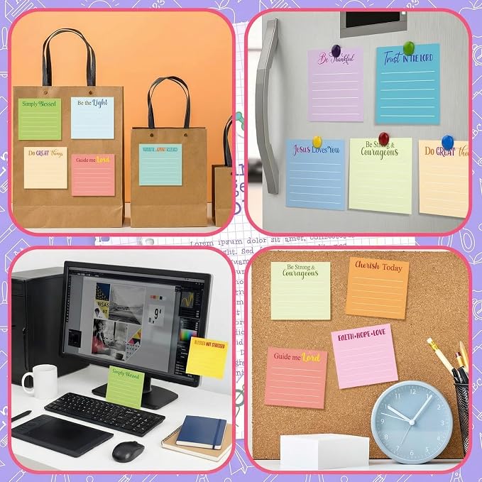 Yinder 24 Pcs Sticky Notes Gifts Bulk,Bible,Light Color