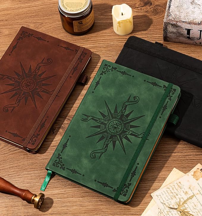 ALKALO Lined Journal Notebook for Women Men, A5 Hardcover Leather Journals for Writing, 320 Pages Thick Paper, Daily Journal Notebook for Work, School, Note Taking, Business, Travel, College Ruled
