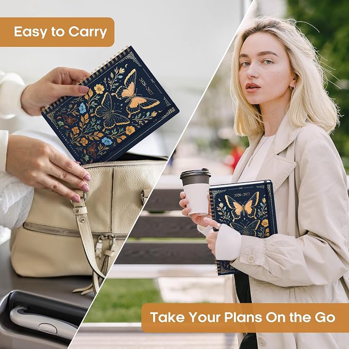 Academic Planner 2026-2027, Weekly and Monthly Calendar Book, July 2026 – June 2027, Hardcover Planner with Tabs, Perfect for Teachers, Students, Women & Men, A5 (6.4" x 8.5") - Golden Butterfly