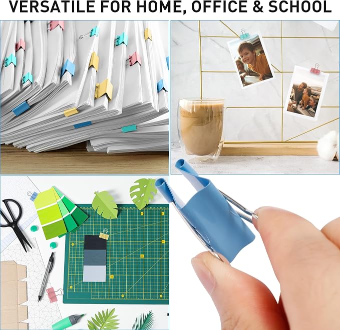 Colored Binder Clips, Assorted Sizes, 120 PCS | Large Medium Small Mini Paper Clamps, 4 Sizes (1.26"/0.98"/0.75"/0.59"), Storage Case, Office Supplies Clips