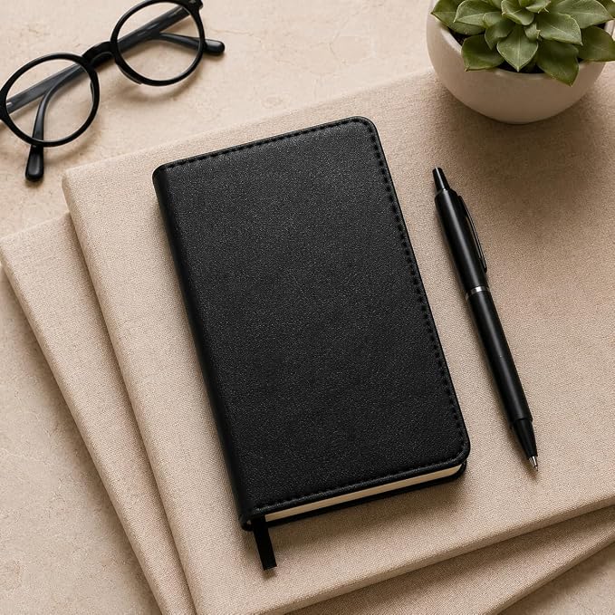 WORLD TRAVELER Lined Journal Notebook Faux Leather with Ribbon Bookmark | Ruled Ivory Pages with Soft Faux Leather Cover and Ribbon Bookmark