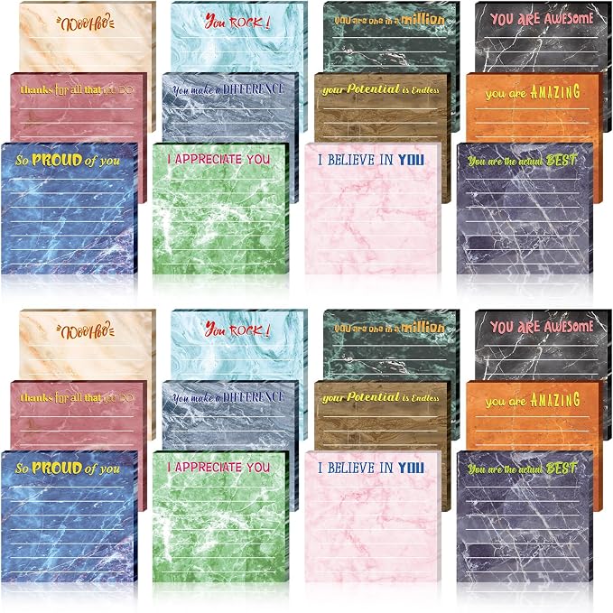 Yinder 24 Pcs Sticky Notes Gifts Bulk,Appreciation,Marble Color