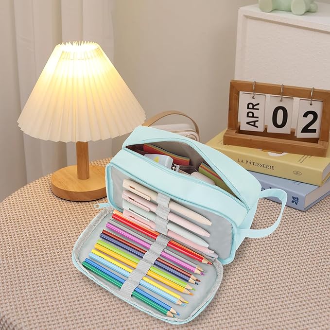 Yeplan Blue Pencil case,Large Capacity Pencil Pouch | Pencil Bag,Pencil Box,Cute Pencil Case,Stationery,Durable Light Weight Material,Back To School, Pencil Case For Girls