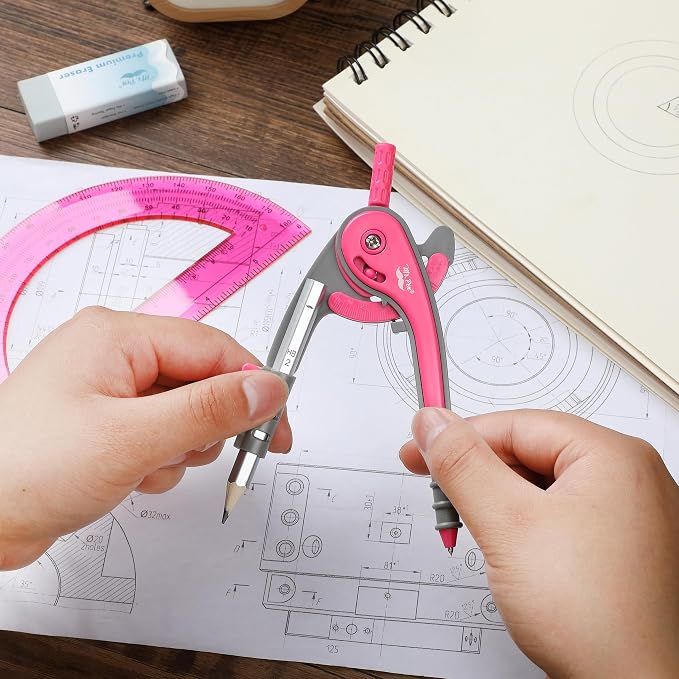 Mr. Pen- Geometry Compass and Protractor Set, 6 Inch Compass | 6 Inch Protractor, Drawing Tool for School, Clear Plastic, Easy Grip, Precision Design for Math, Art, Drafting, Architecture