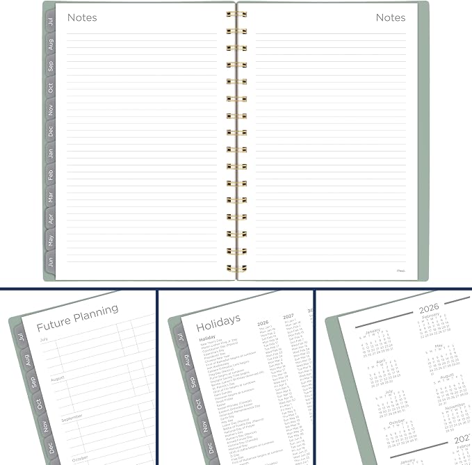 Mead Planner 2026-2027 Weekly & Monthly Academic 15-Month April-June, 5.5" x 8.5", Soft Grass (CAW42093)