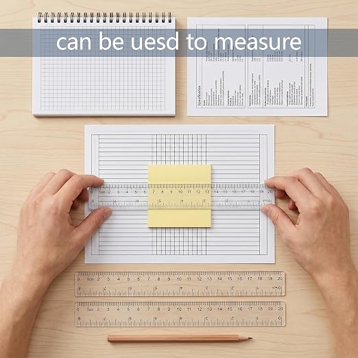 Clear Plastic Ruler, 2 Pack 8 Inch Shatterproof Ruler with Inches and Centimeters, Transparent Straight Ruler for School Classroom, Home, or Office