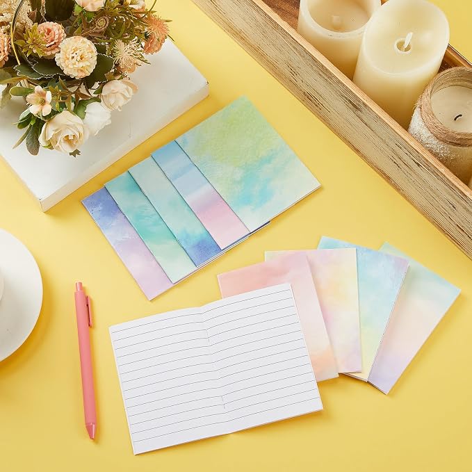 Tenceur 100 Pcs Mini Tie Dye Notebooks Pocket Notepads Bulk Tie Dye Small Memo Pad 3" x 5" Back to School Journal Notebook for Pastel Party Favors Birthday Gifts Classroom Office Supplies