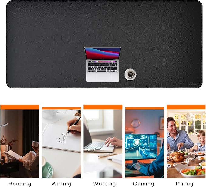 Mydours 79" x 36" Extra Large Desk Pad XXL, Desk Protector Mat with PU Leather, Mega Desk Blotter Mat for Office, Home, Dinner, Full Desk Pad for Keyboard and Mouse (Black)
