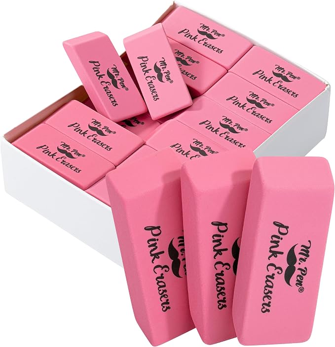 Mr. Pen- Pink Pencil Eraser Bulk, 48 Pack | Large Latex Free Block Erasers for School, Office, Art Sketching, Homework, Exams, Clean Smudge-Free Correction