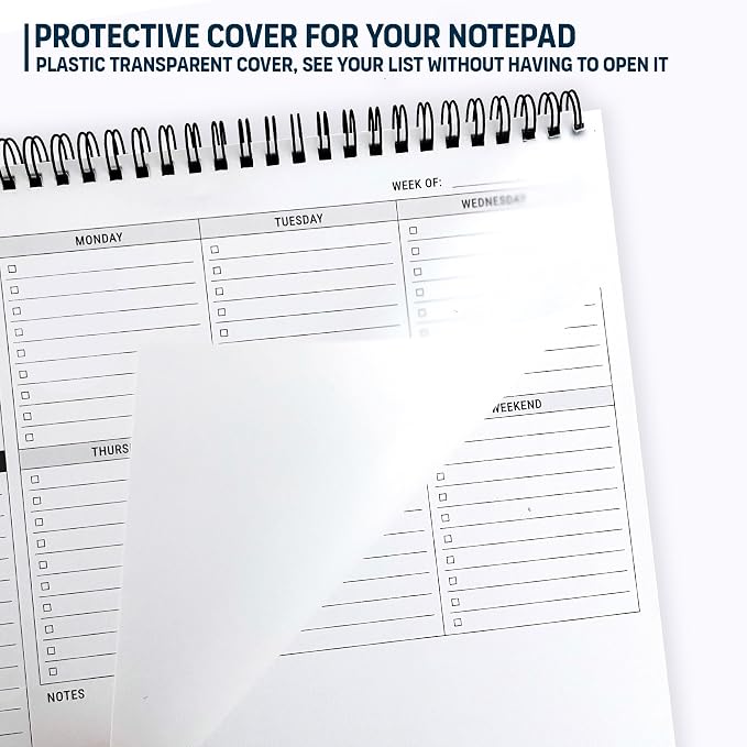 Of a Happy Kind Weekly To Do List Spiral Planner Pad - 8.5x11 52 Sheets - Desk Notepad with Multiple Sections - Undated Planning Notebook Checklist, Todo Agenda Plan