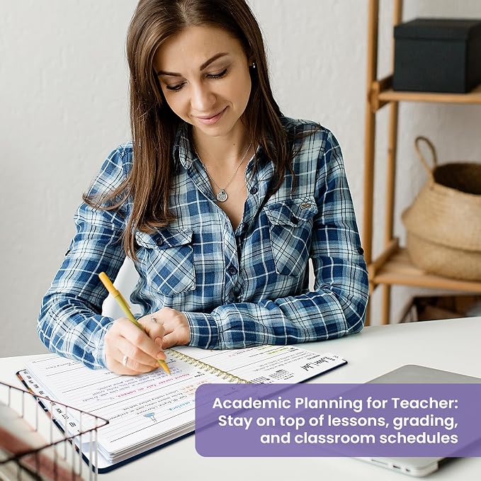 Planner 2026-2027, Academic Year Monthly and Weekly Calendar Planner, Jul 2026 - Jun 2027, Hardcover Teacher Student Planning Agenda book with Tabs, Perfect for School Office Supplies, 8.5" x 11" - Ink Blossoms