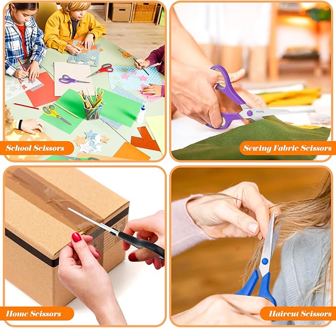 Scissors Bulk Set of 6-Pack, Taotree 8"Scissors All Purpose Heavy Duty | Sharp Shears for Office School Supplies, School Student Teacher Adult Home Art Craft Sewing Fabric, Scrapbook, Comfort Grip