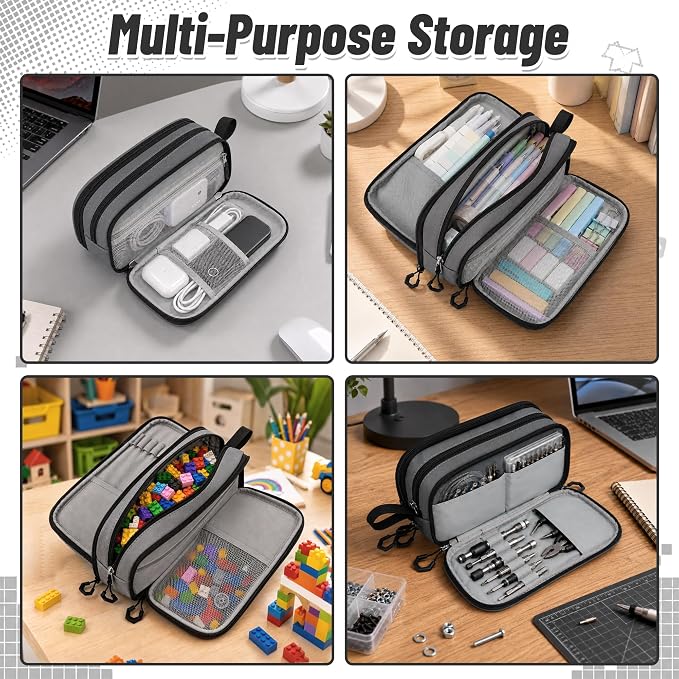 Pencil Case for Boys, Large Capacity Pencil Pouch with Zipper Compartments, Gamer Pen Bag Organizer for School Kids Teens