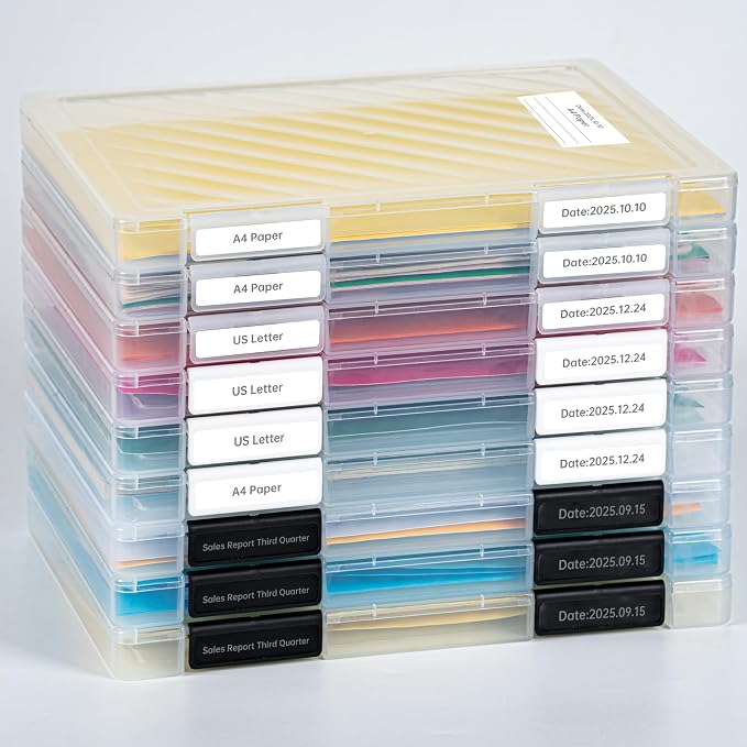 9 Packs A4 Paper Storage Boxes, 8.5 x 11 Plastic Portable Project Case for US letter Size and A4 paper, Plastic Multi-Purpose Thick Scrapbook Storage Box for Office