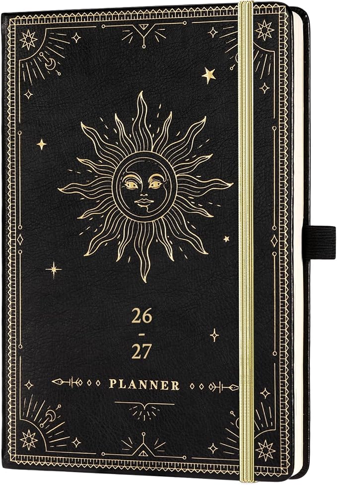 Planner 2026-2027 - Academic Planner 2026-2027, July 2026 - June 2027, 5.75" x 8.25", 2026-27 Weekly and Monthly Planner, Faux Leather planner 26-27 with Back Pocket & 40 Notes Pages - The Sun