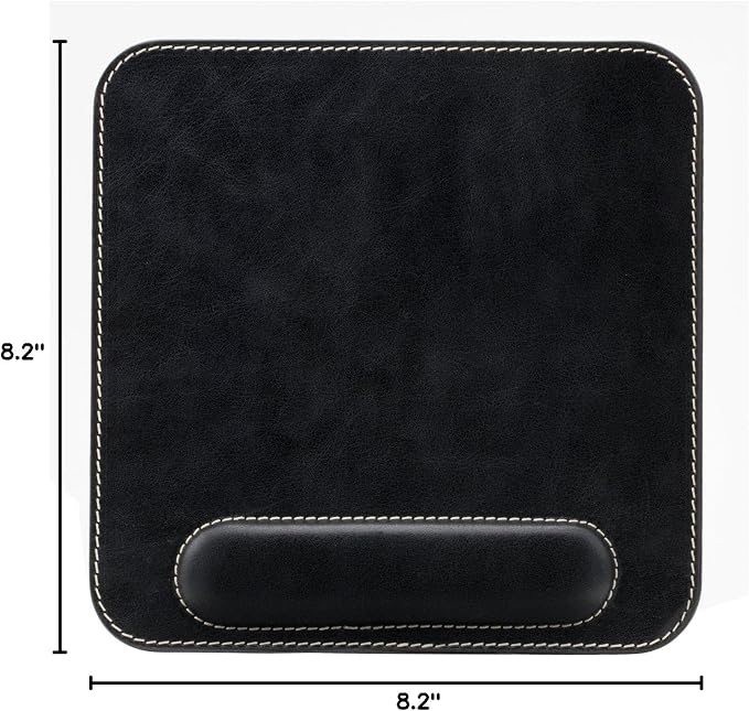 Londo Top Grain Leather Mouse Pad with Wrist Rest – Ergonomic Support, Non-Slip Base, Smooth Surface