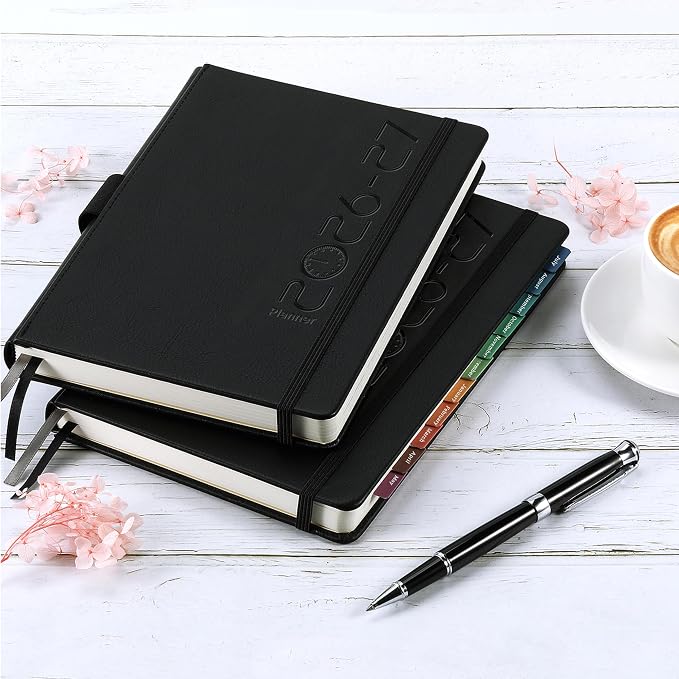 2026-2027 Planner - Planner 2026-2027 with Pen Loop, Jul 2026 - Jun 2027, to Achieve Your Goals & Improve Productivity, Thick Paper, 40 Note Pages, Inner Pocket, 5.75" x 8.25" - Black