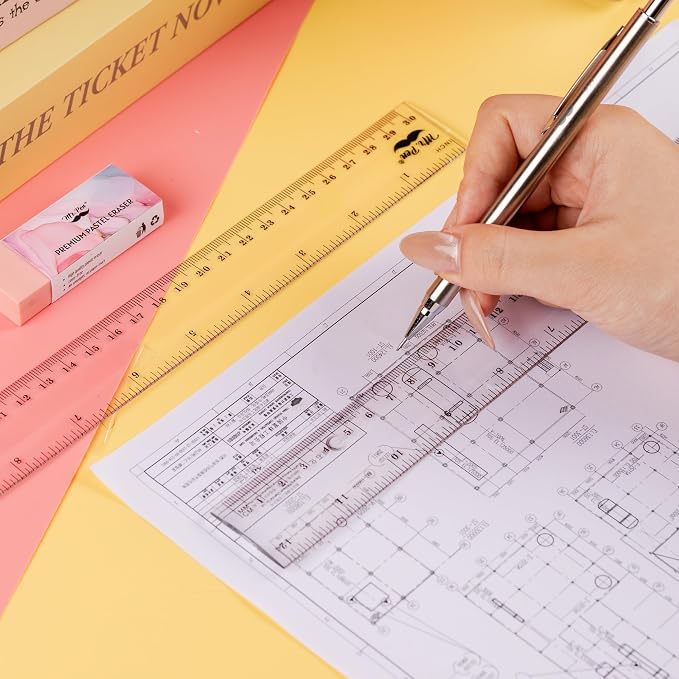 Mr. Pen- Bulk Plastic Rulers, 12 Inch, 24 Pack, Easy-to-Read Markings | Scratch-Resistant Design, Durable Clear Ruler for Crafting Office & School, School Supplies, Transparent Bulk Rulers