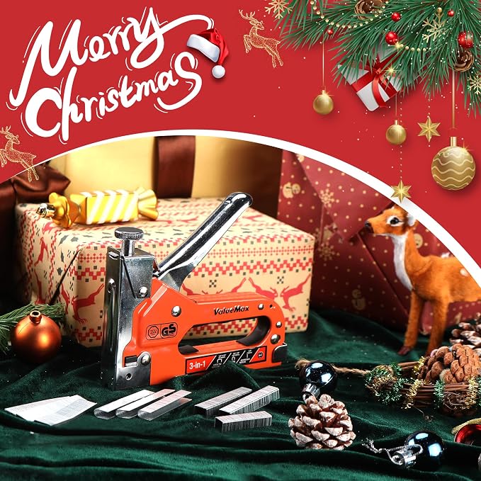 ValueMax Staple Gun, Heavy Duty 3-in-1 Manual Nail Gun with 3000 Staples, Upholstery Stapler for Wood, Furniture, Carpet, Carpentry, DIY, Wire, Decoration, Craft, Fixing Material, Decoration | Upholstery Stapler for Wood, Furniture, Carpet, Carpentry, ...
