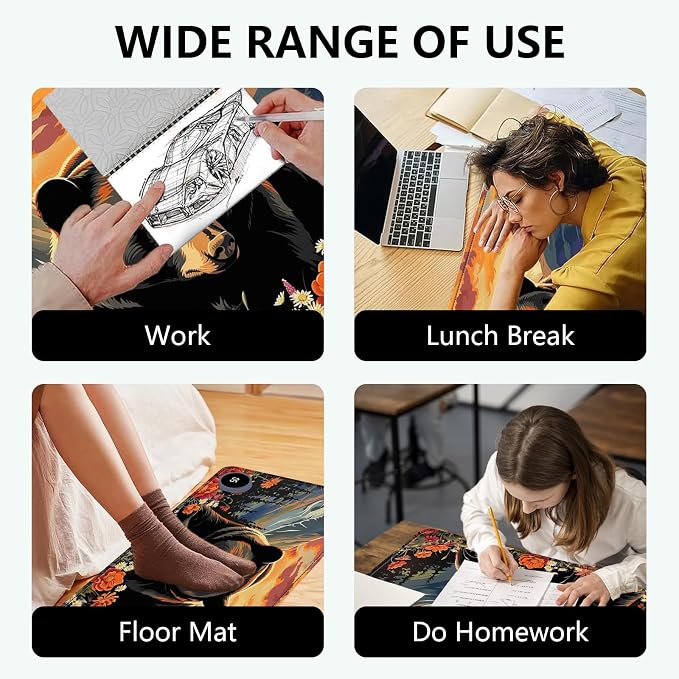 Heated Mouse Pad with 3 Levels Heated & 3 Hours Auto Shut-Off Mouse Pad for Warming Hands in Office Home, 31.5" x 13"Large Safe Desk Mat Hand Warmer,Black Bear