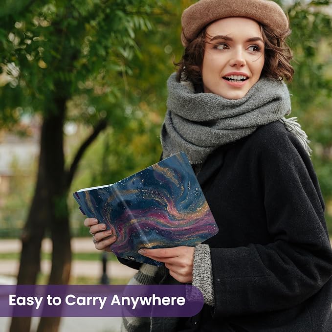 Taja Aesthetic Lined Journal for Women, Pretty 6" x 8" Notebook for Work & Note with 160 College Ruled Pages, Hardcover Leather Notebook for Journaling, Note Taking, Bible Study, Cosmic Swirl