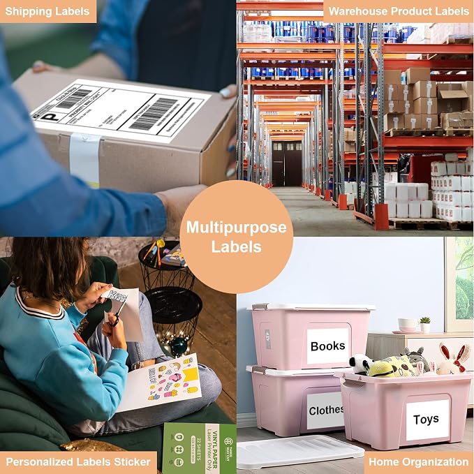 Full Sheet Labels 8.5 X 11, White Matte Sticker Paper, Laser/Inkjet Printing, 4000 Sheets, 4000 Labels, 1 Up Shipping Mailing Address Storage Bin Labels Stickers 8-1/2" x 11"