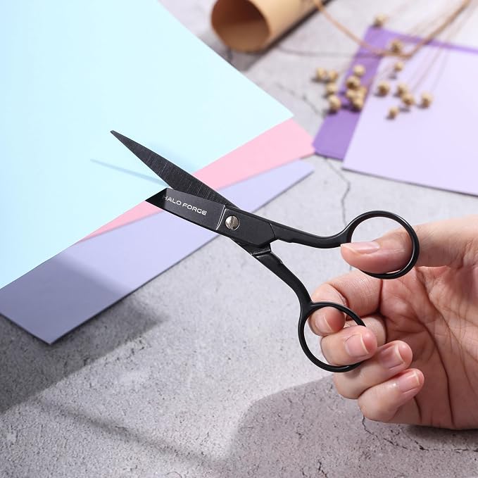 Small Sharp Scissors: Straight Detail Embroidery Scissors Stainless Steel Precise Pointed Tip for Cutting Fabric Thread Yarn Cross Stitch Crochet Crafting Sewing Applique, 6 Inch Black | Stainless Steel Small Precise Pointed Tip for Cutting Fabric Thre...