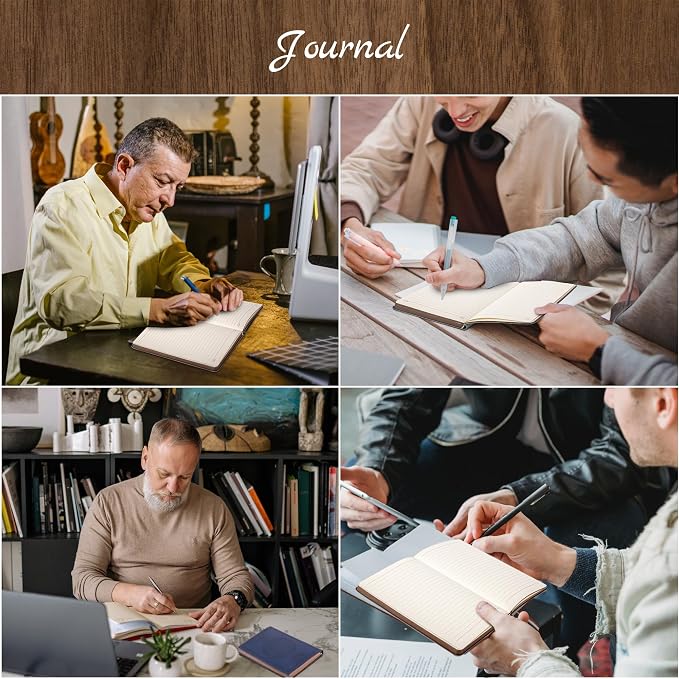 CAGIE Lined Journal for Men Soft Cover Notebook Leather Journals for Writing, 180 Lay Flat Vintage Mens Journal Personal Diary, 5.7'' X 8.3'', Blue