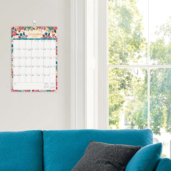Calendar 2026-2027- Wall Calendar 2026-2027, 18 Monthly Calendar from Jul. 2026 - Dec. 2027, 12" x 17", Wall Calendar With Twin-Wire Binding - Green
