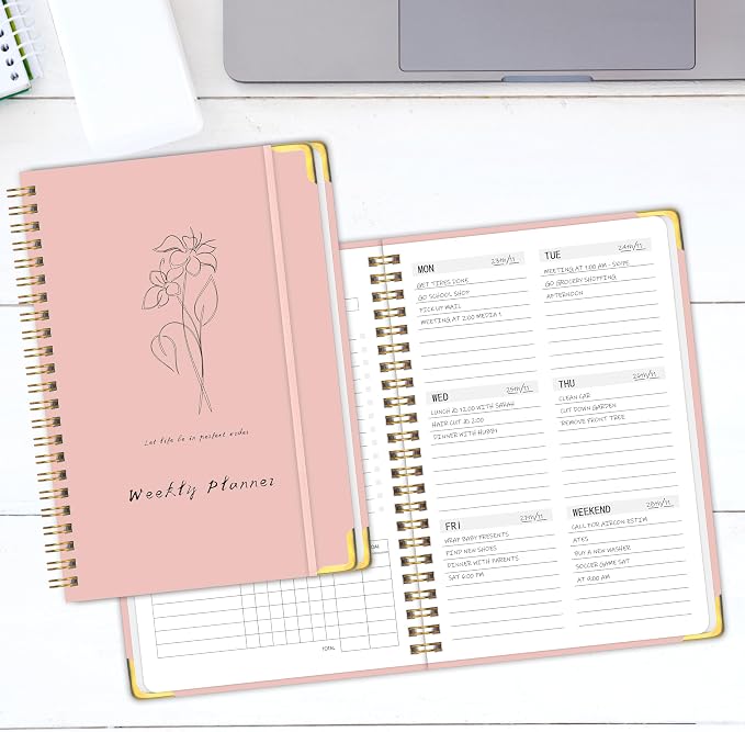 Undated Weekly Planner with To-Do List & Habit Tracker, 6" x 8" | 52-Week, 2-Page Weekly Spreads, No-Bleed Paper, Smooth Writing, Inner Pocket, Metal Corner Protector, Elastic Closure