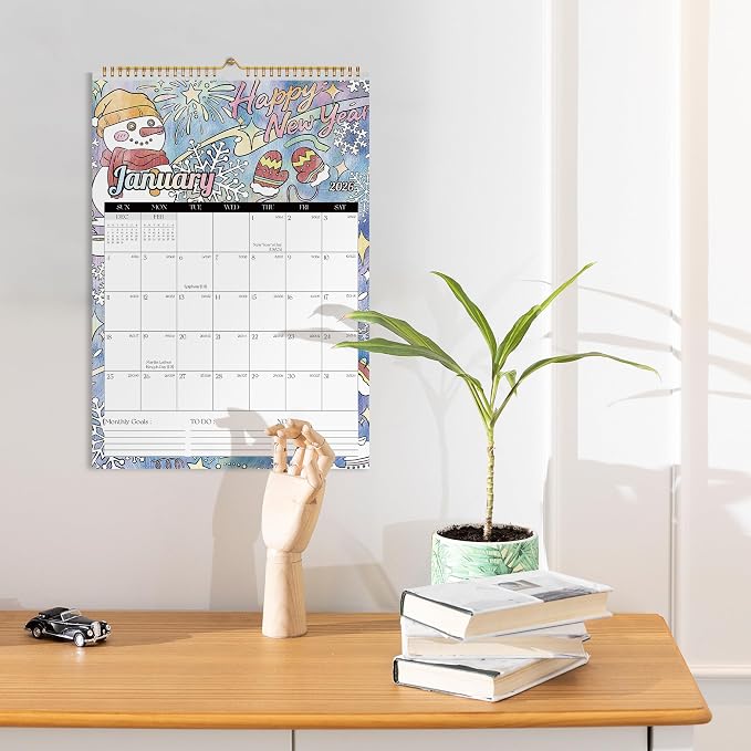 Ospelelf 2026 Wall Calendar 12'' x 17'' Family Coloring Calendar for Adults, Kids, Monthly Calendar Planner with Plastic Cover, 18 Month Calendars, Use Jan 2026 - June 2027, Season