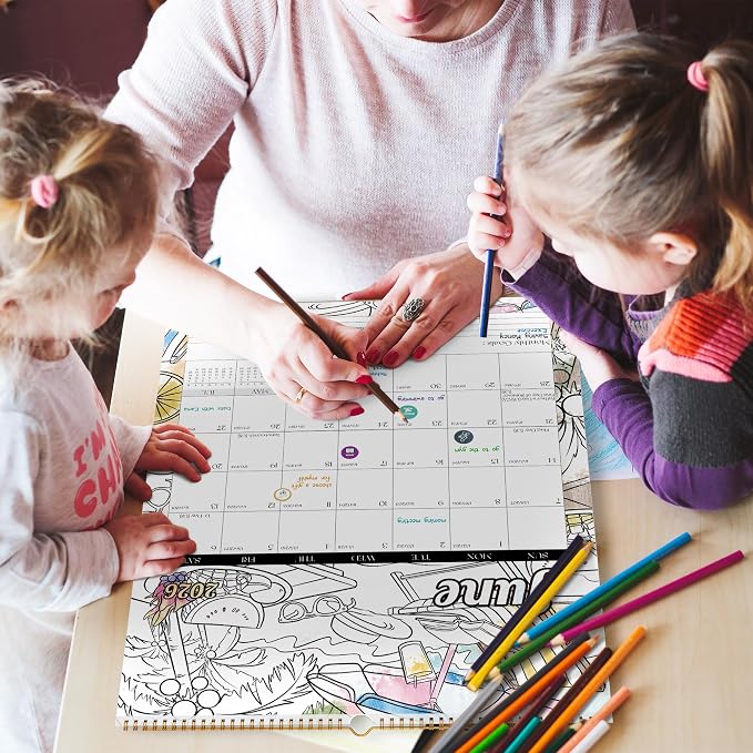 Ospelelf Wall Calendar 2026-2027 Monthly Large 22'' x 17'' Spiral Coloring Calendars,18 Month Family Office Calendar, Use Jan 2026 - June 2027, Season