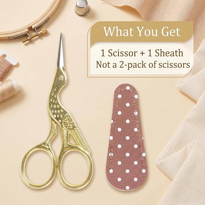 BIHRTC 3.6inch Little Embroidery Scissors Sharp Stainless Steel Tip Cross Stitch Scissors for Office Home Manual Sewing Handicraft DIY Tool Art Work Needlepoint Crochet Vintage Detail Shears