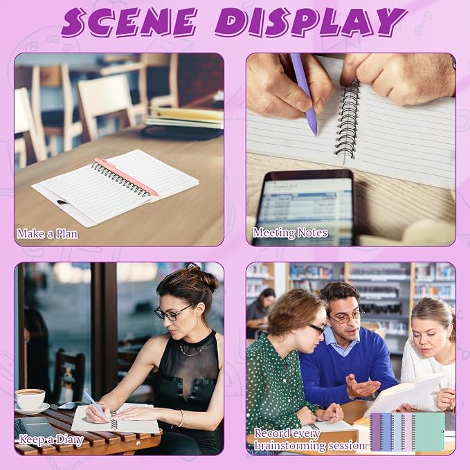 Resurhang 15 Sets Small Notebook Journal with Pen Bulk 4.5 * 5.5 Inch Pocket Size Spiral Lined Notepad for Women Men 100 Pages Notebook Employee Appreciation Gift for Work Study (Morandi)