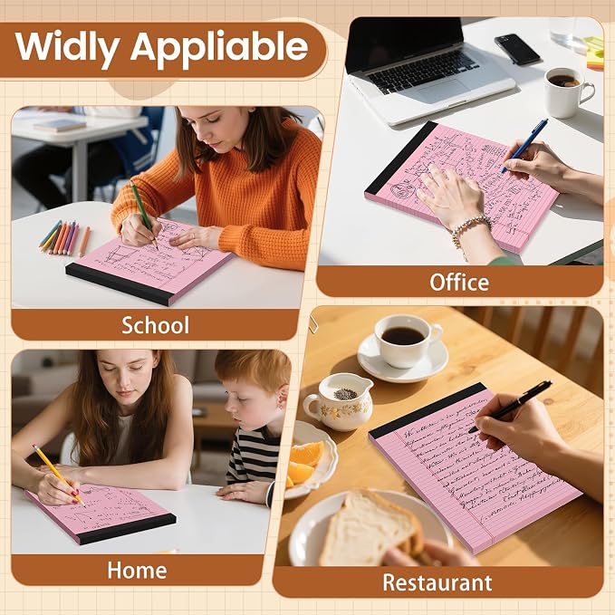 Legal Pads 8.5 X11, Narrow Ruled Notepads, 2 Pack, 50 Sheet/Pad | Pink Legal Pads, Tear Off Notepad, Perforated Writing Pad, Notebook Paper College Ruled, Notepads For Office Home School