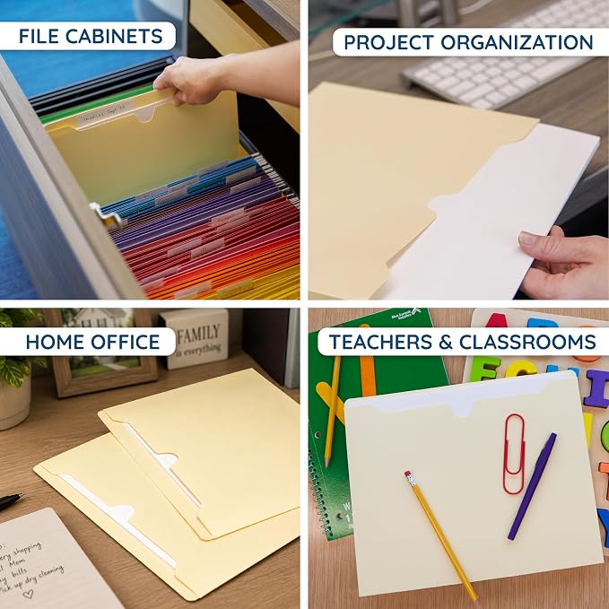 Blue Summit Supplies 100 File Jackets, Letter Size, Manila | Reinforced straight cut tab, 11pt, flat no expansion, for documents, mailing, and hanging file storage