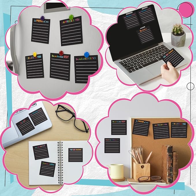 Yinder 24 Pcs Sticky Notes Gifts Bulk,Appreciation,Black