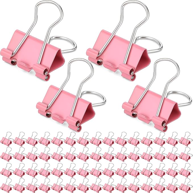 Yexiya 300 Pcs Small Binder Clips Sturdy 0.75 Inch Pink Paper Med Clips Office Supplies Paper Clamps for Office Teachers Students School Business Supplies