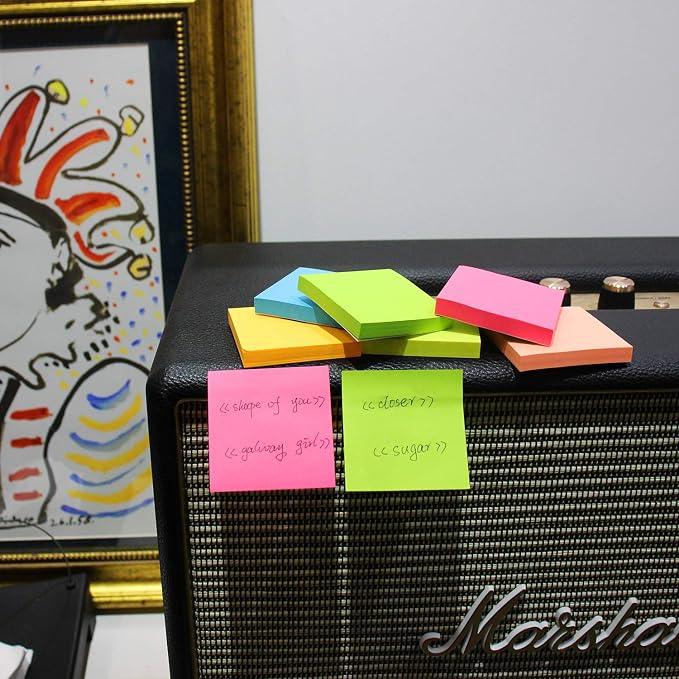 Sticky Notes 3x3 Inches,Bright Colors Self-Stick Pads, Easy to Post for Home, Office, Notebook, 48 Pads/Pack