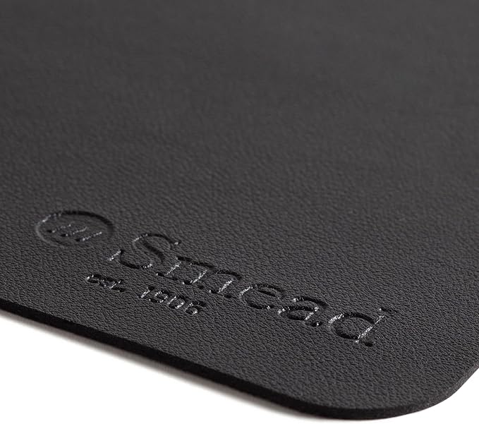 Smead Desk Pad, Vegan Leather Desk Mat with Non-Slip Faux Suede Backing, Perfect Desk Organizer for Office Decor, 23.6” x 13.7” Small, Charcoal (64838)