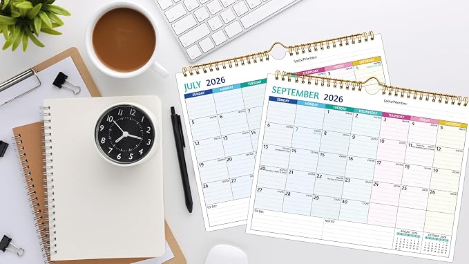Wall Calendar 2026-2028 ā Jul 2026 ā Jun 2028, 2 Year Calendar 2026-2028, 11 x 8.5 In, 2026 Calendar 24 Months, Small Monthly Calendar with Ruled Blocks, Thick Paper, Holidays, To-dos ļ¼ Notes