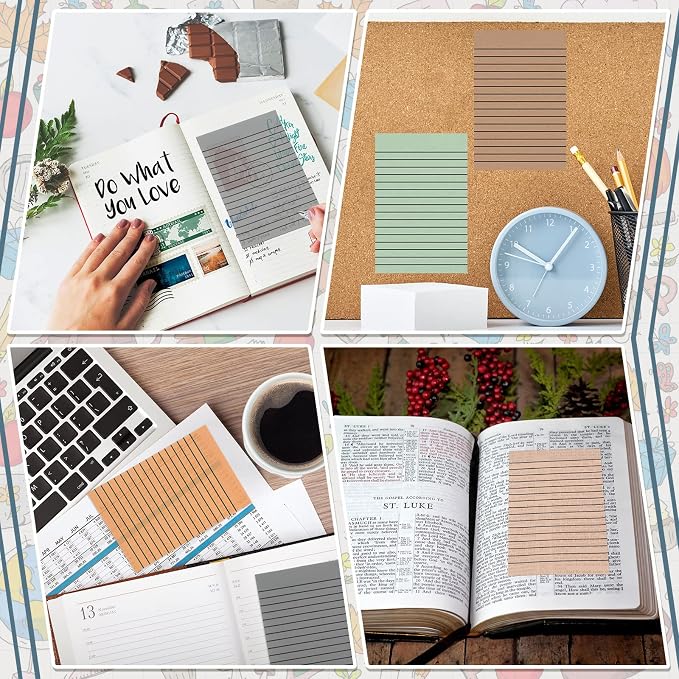 Yinder 6 Pack Colored Transparent Sticky Notes Translucent Clear Lined Self Sticky Notes, Back to School Gift Bible Tab for Planners, School Supplies Office, 30 Sheets/Pack, 4 x 6'' (Retro Color)