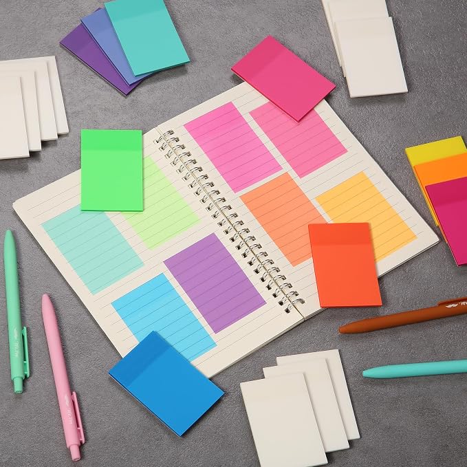 Mr. Pen- Transparent Sticky Notes, 3" x 2", 20 Pads, 1000 Sheets | Colorful & Clear, See Through Self-Adhesive Notes Bulk for Bible Journaling and Studying, Water-Resistant, Clean Removal