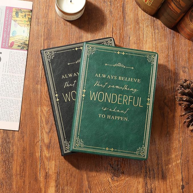 Leather Journal Notebook for Men, A5 Green Journal Note Book, Artisan Travel Journal for Writing, Bible Journaling Notebook 200 Pages, Hardcover College Ruled Gifts Journal for Work, School, Friends