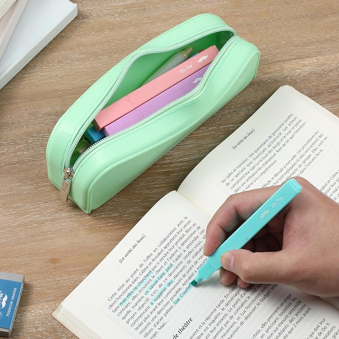 Mr. Pen- Silicone Pencil Case, Aesthetic Pencil Bag for Women, Makeup Pouch | Multifunctional Pouch for Stationery, Cosmetics and Electrical Goods Storage
