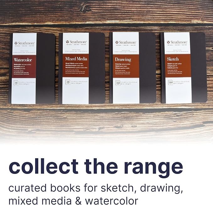 Strathmore 400 Series Mixed Media Paper Art Book, Matte Brown Cover, Natural White, Side Wire Binding, 20 Sheets, 5.5x8.5 inch