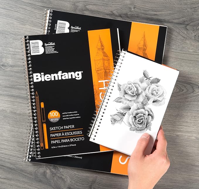 Bienfang Sketch Pad 5.5x8.5 Inch, 100 Sheets of 60lb 90gsm Art Paper, Spiral Bound Sketch Book Drawing Notebook