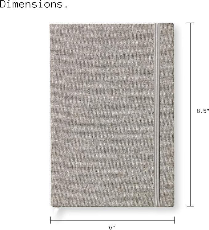 Portage Blank Hardcover Aesthetic Notebook Writing Journal – Bleed-Proof Paper Notepad for Journaling, High GSM, A5 Notebook, Cream Pages - Smoke, 6 x 8.5 Inches, 224 Pages