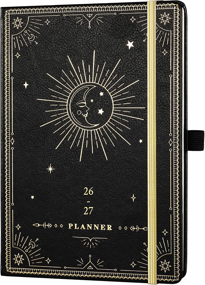 Planner 2026-2027 - Academic Planner 2026-2027, July 2026 - June 2027, 5.75" x 8.25", 2026-27 Weekly and Monthly Planner, Faux Leather planner 26-27 with Back Pocket & 40 Notes Pages - Moon